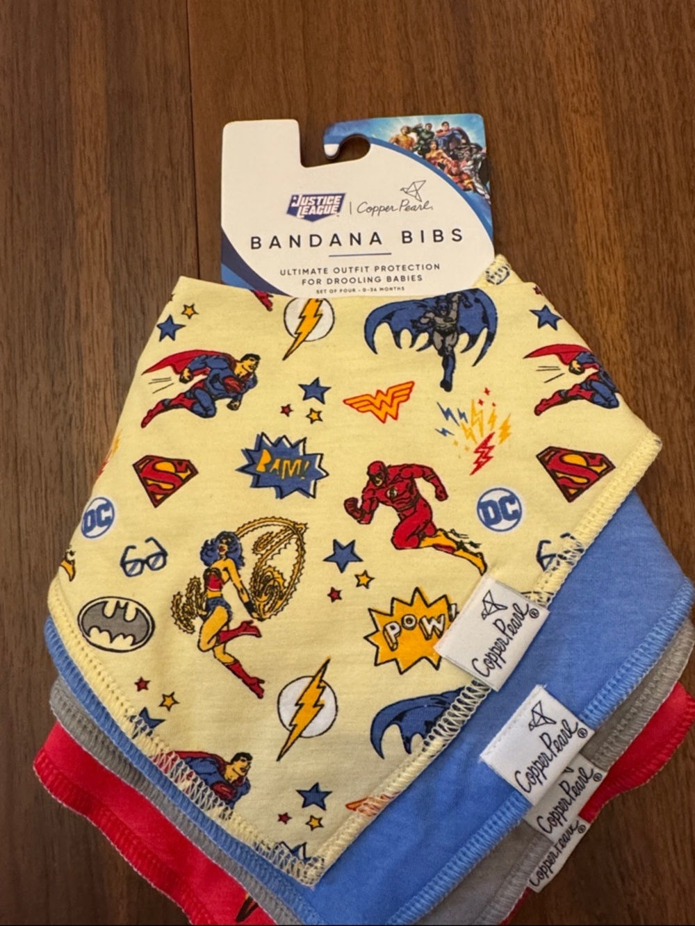 Copper Pearl DC Superheroes Yellow Bandana Bib Set